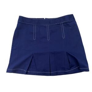 Lady Hagen Golf Skort Womens 12 Navy Blue Pleated Tennis Skirt‎ White Stitch Y2K